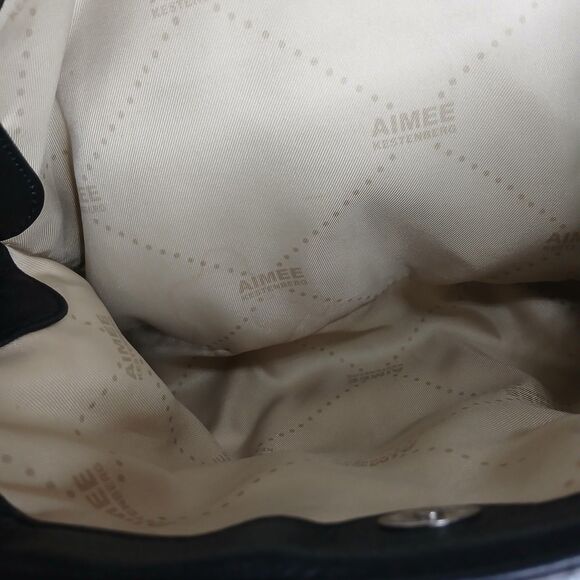 Aimee Kestenberg Leather Handbag  Black Purse Snake Print Metallic Satchel - Picture 14 of 16